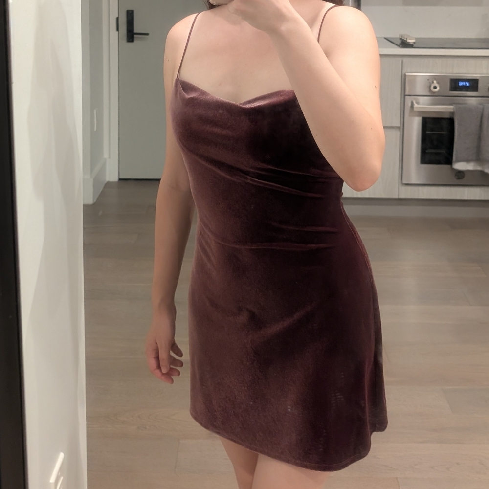 Abercrombie & Fitch Burgundy Velvet Mini Dress